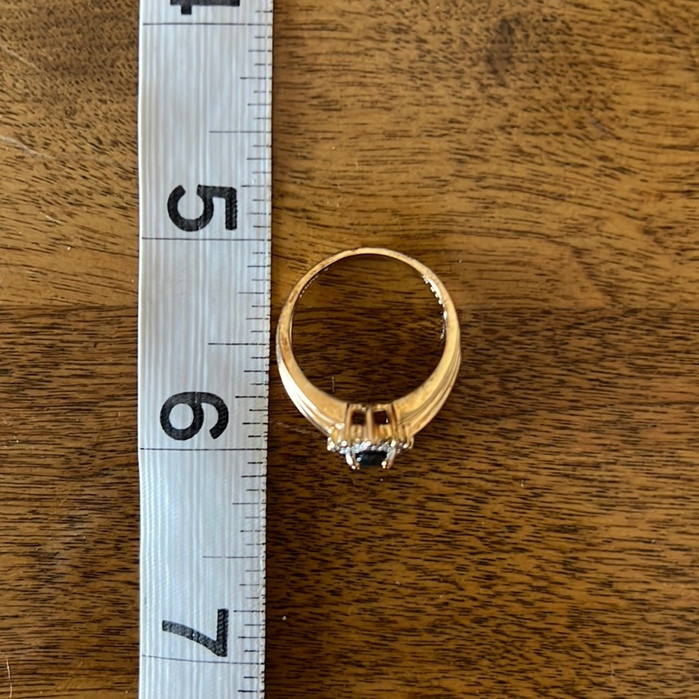 ⭐️ 3/$10 Gold-colored, silver ring with clear rhinestones a/r blue rhinestone.
